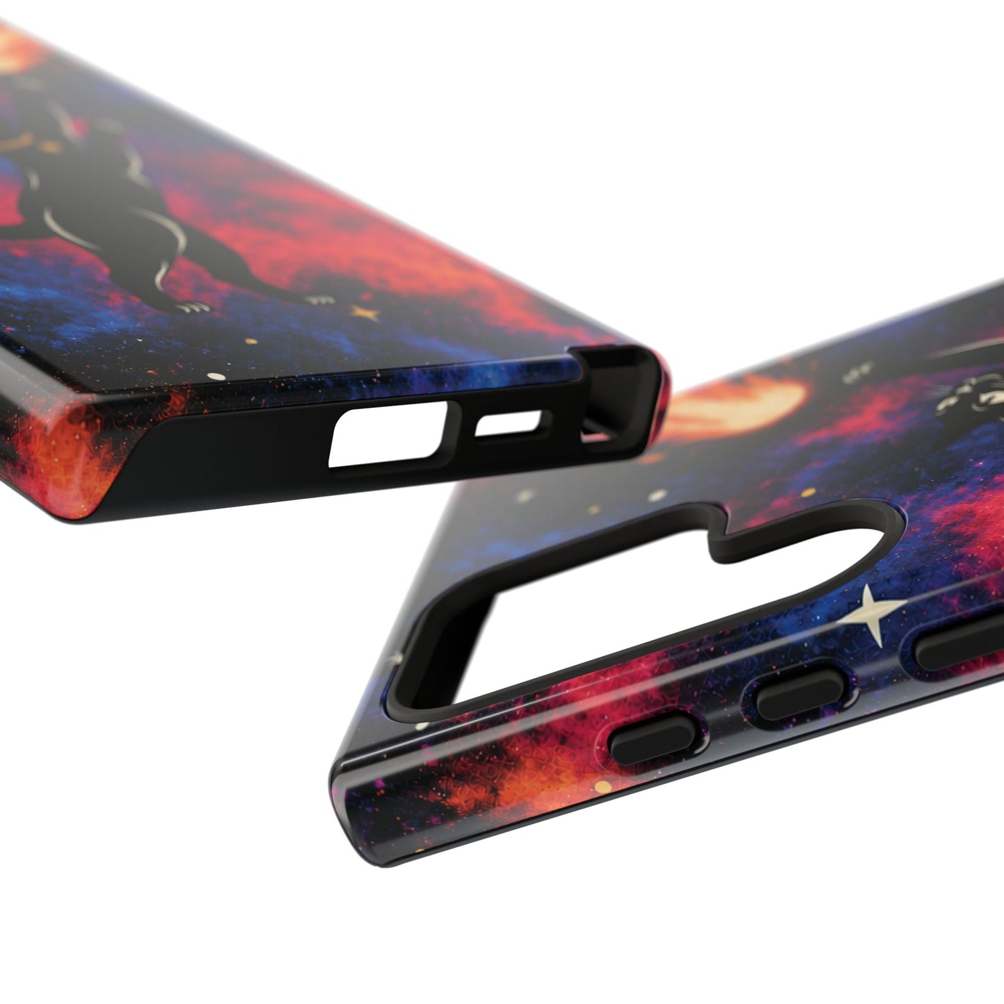 Whimsical Multicolour Celestial Black Cat Phone Case