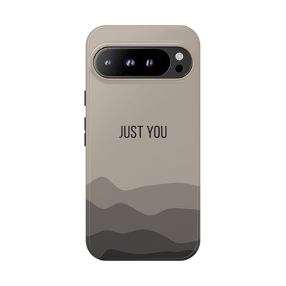Google Pixel 9 Pro XL / Glossy Phone Case - Minimalist Beige Waves ’Just You’ Statement Phone Case