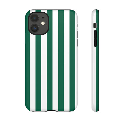 iPhone 11 / Glossy Phone Case - Simple Green & White Stripe Pattern Phone Case