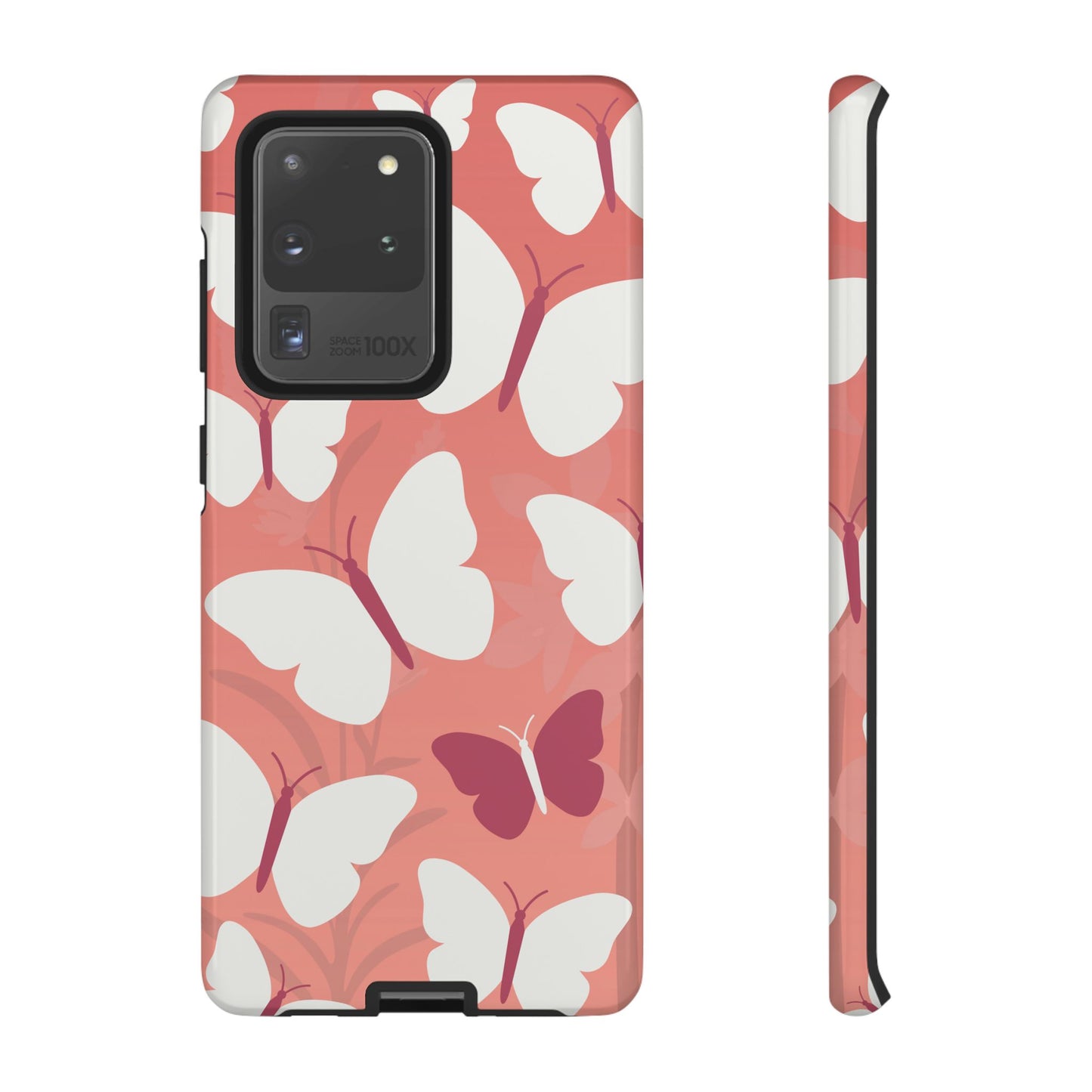 Samsung Galaxy S20 Ultra / Glossy Phone Case - Minimalist Pink Butterfly Pattern Phone Case