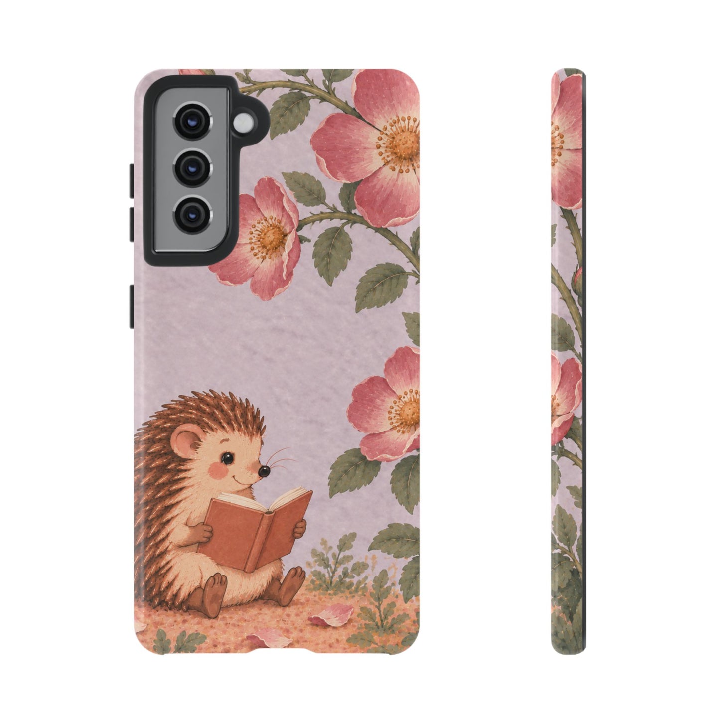 Whimsical Lilac Hedgehog and Wild Rose Phone Case - Purple Phone Case - Samsung Galaxy S21 / Glossy