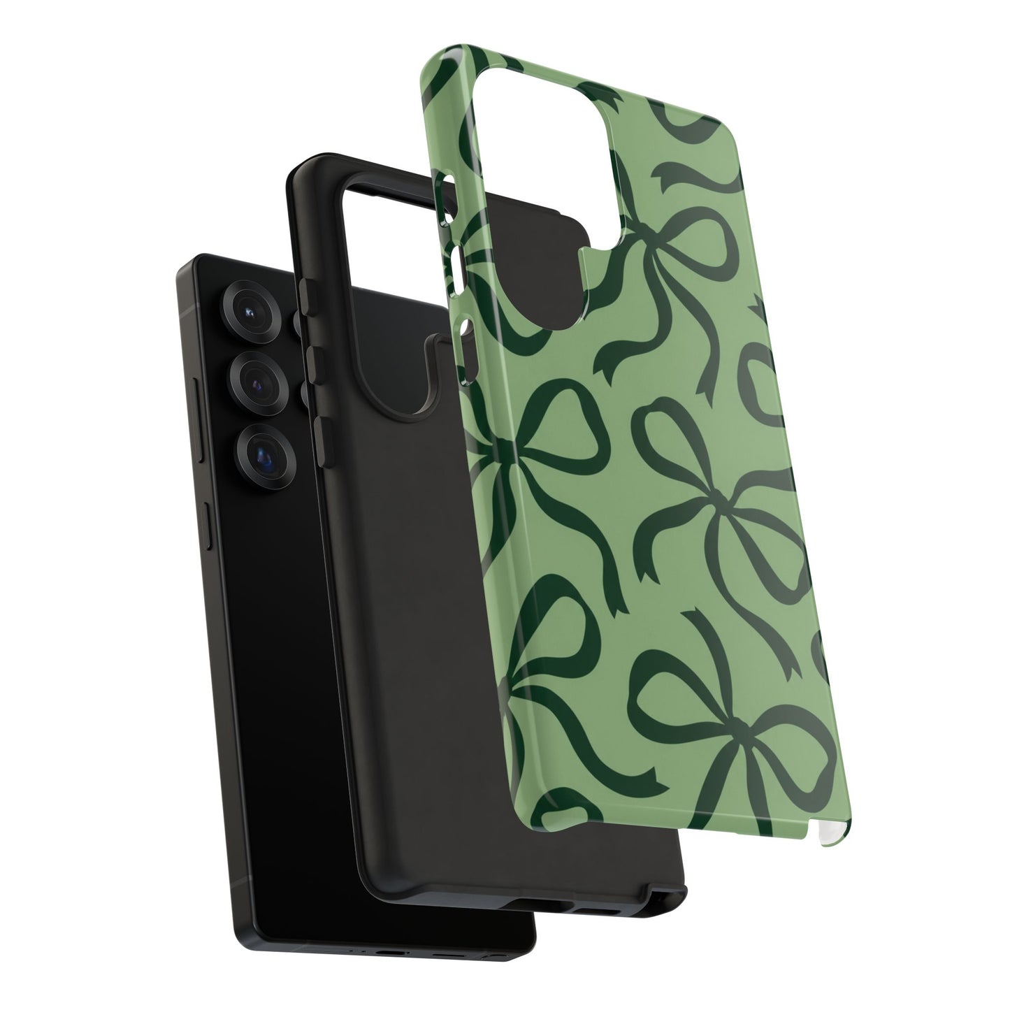 Bold Sage Green and Forest Green Bow Pattern Phone Case