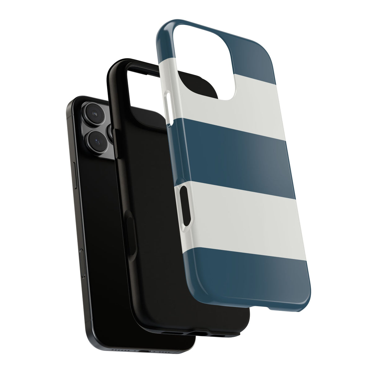 Blue & White Horizontal Stripe Pattern Phone Case - Blue Phone Case