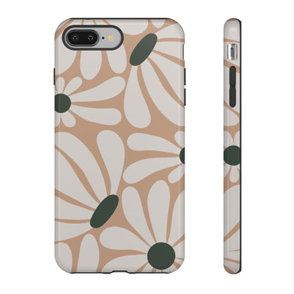 Retro Beige & White Daisy Pattern Phone Case - Beige Phone Case - iPhone 8 Plus / Glossy