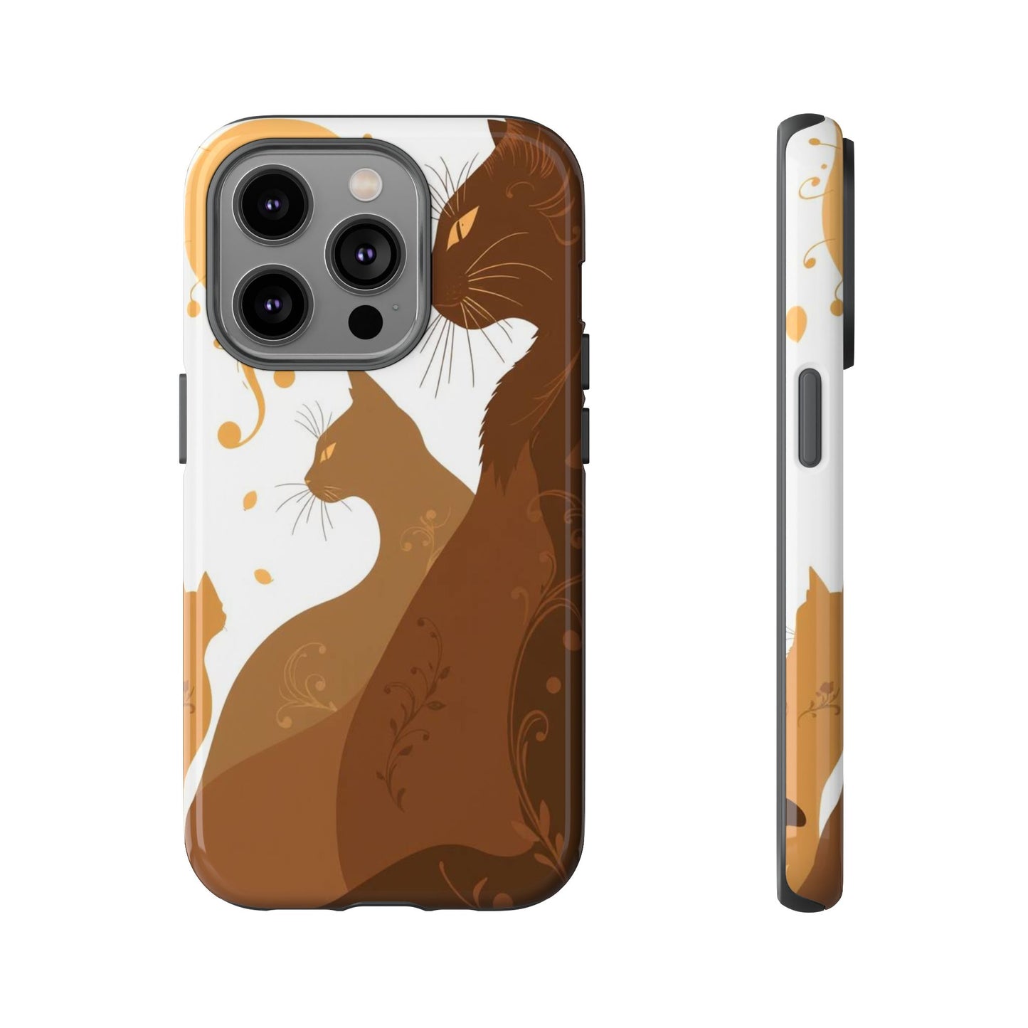 iPhone 14 Pro / Glossy Phone Case - Abstract Cat Pattern Design Phone Case