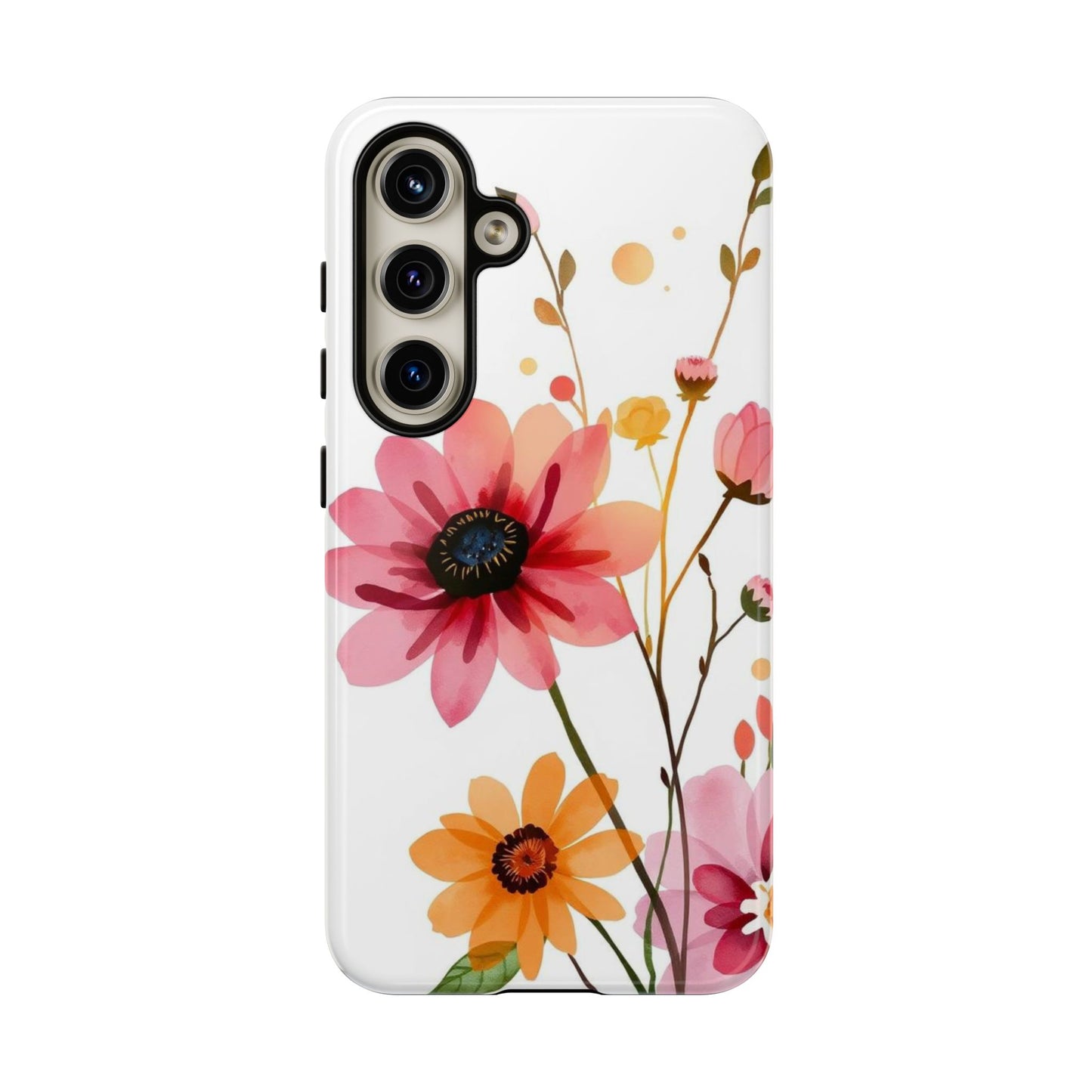 Samsung Galaxy S24 / Glossy Phone Case - Watercolour Style Simple Wildflower Design Phone Case