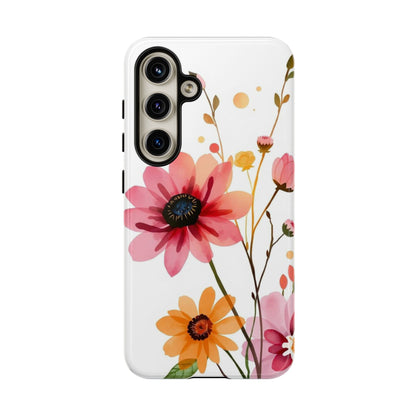 Samsung Galaxy S24 / Glossy Phone Case - Watercolour Style Simple Wildflower Design Phone Case