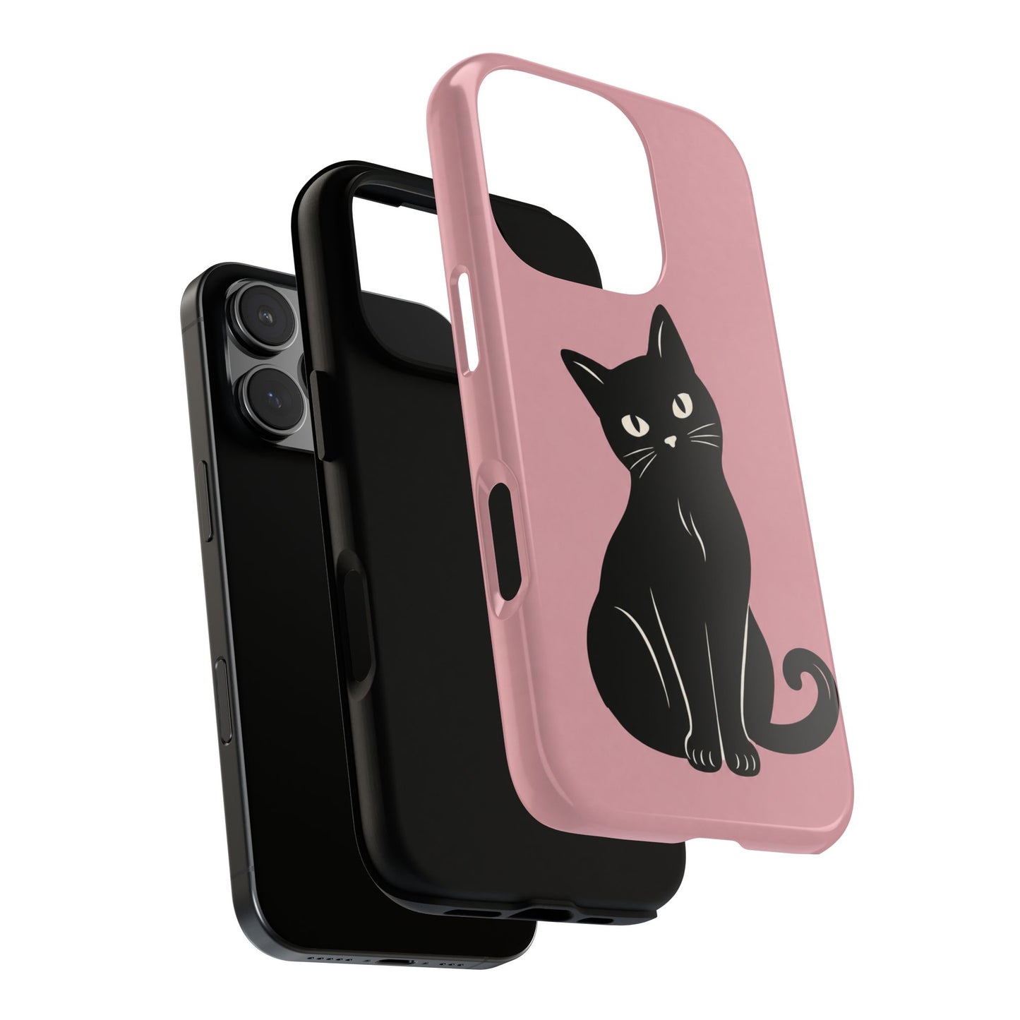 Minimalist Blush Pink & Black Cat Phone Case