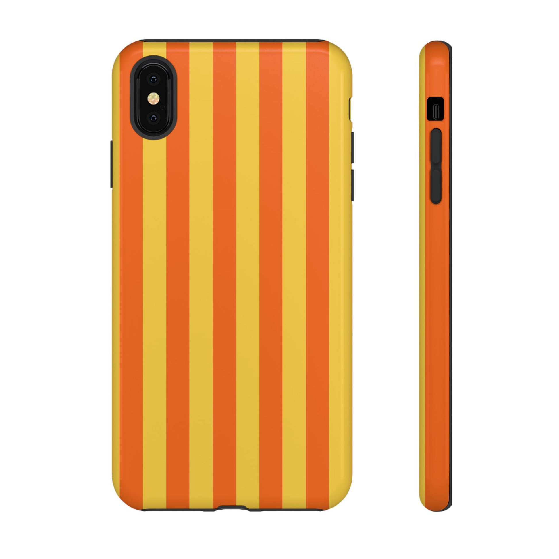 iPhone XS MAX / Glossy Phone Case - Trendy Orange & Yellow Stripe Pattern Phone Case