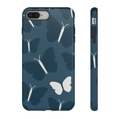 Minimalist Dark Blue Butterfly Pattern Phone Case - Blue Phone Case - iPhone 8 Plus / Glossy