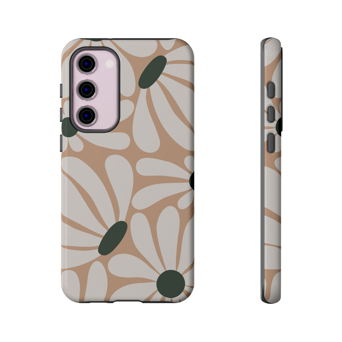 Retro Beige & White Daisy Pattern Phone Case - Beige Phone Case - Samsung Galaxy S23 Plus / Glossy