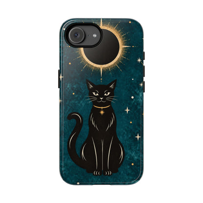 Teal Celestial Black Cat Phone Case - Blue Phone Case - iPhone 17e / Glossy