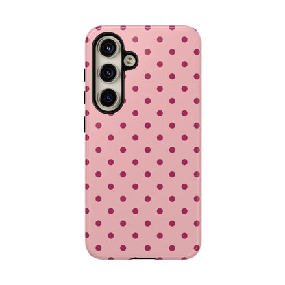 Samsung Galaxy S24 / Glossy Phone Case - ’Pink with Red Dot Pattern’ Phone Case
