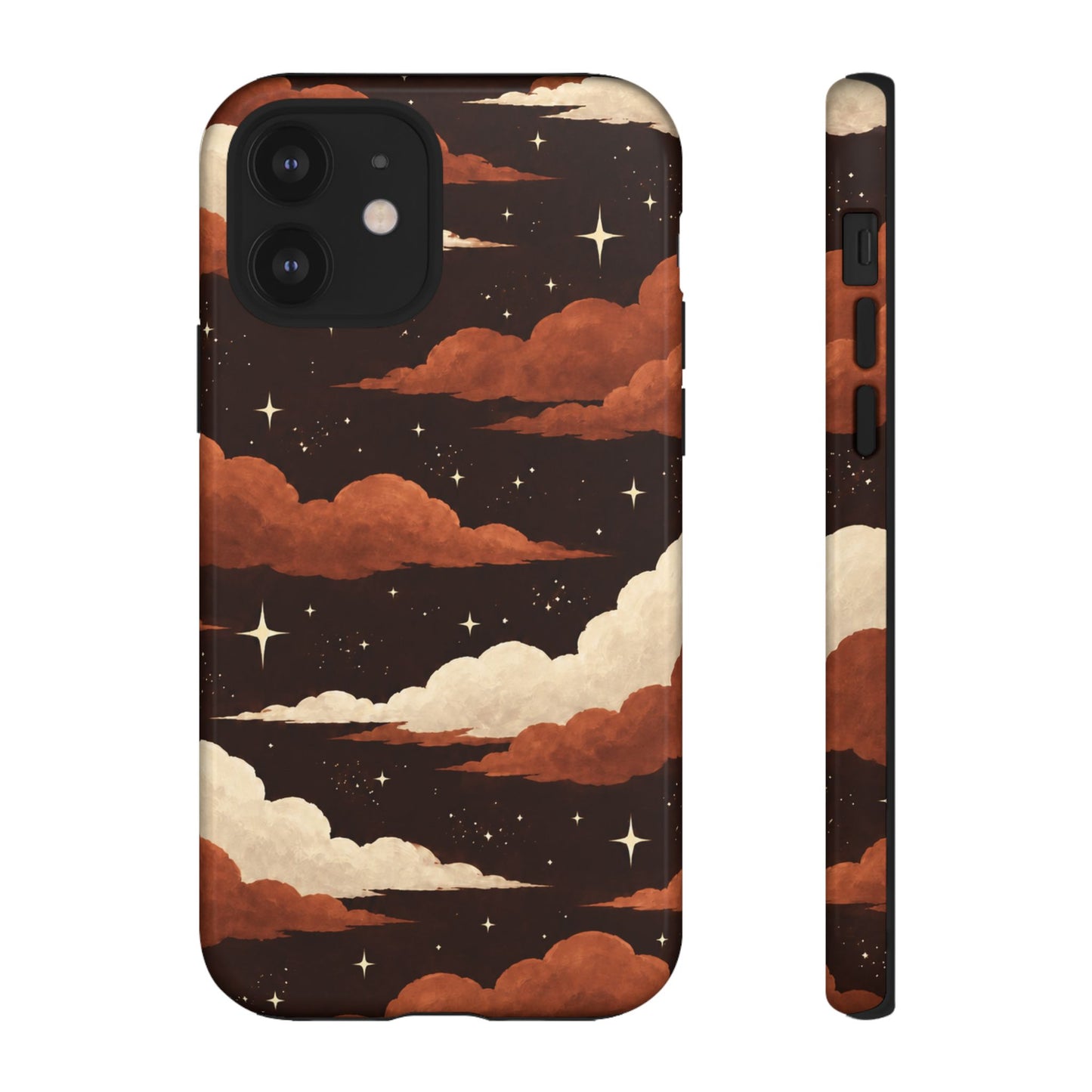 Illustrated Burnt Orange Clouds & Stars Phone Case