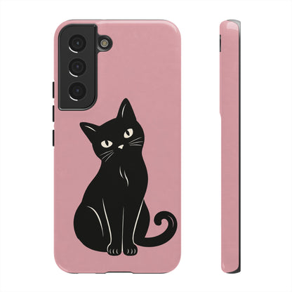 Minimalist Blush Pink & Black Cat Phone Case