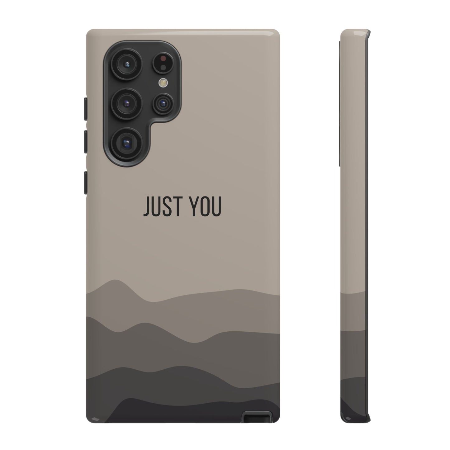Samsung Galaxy S22 Ultra / Glossy Phone Case - Minimalist Beige Waves ’Just You’ Statement Phone Case