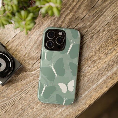 Minimalist Mint Green Butterfly Pattern Phone Case - Green Phone Case
