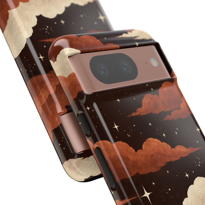 Illustrated Burnt Orange Clouds & Stars Phone Case