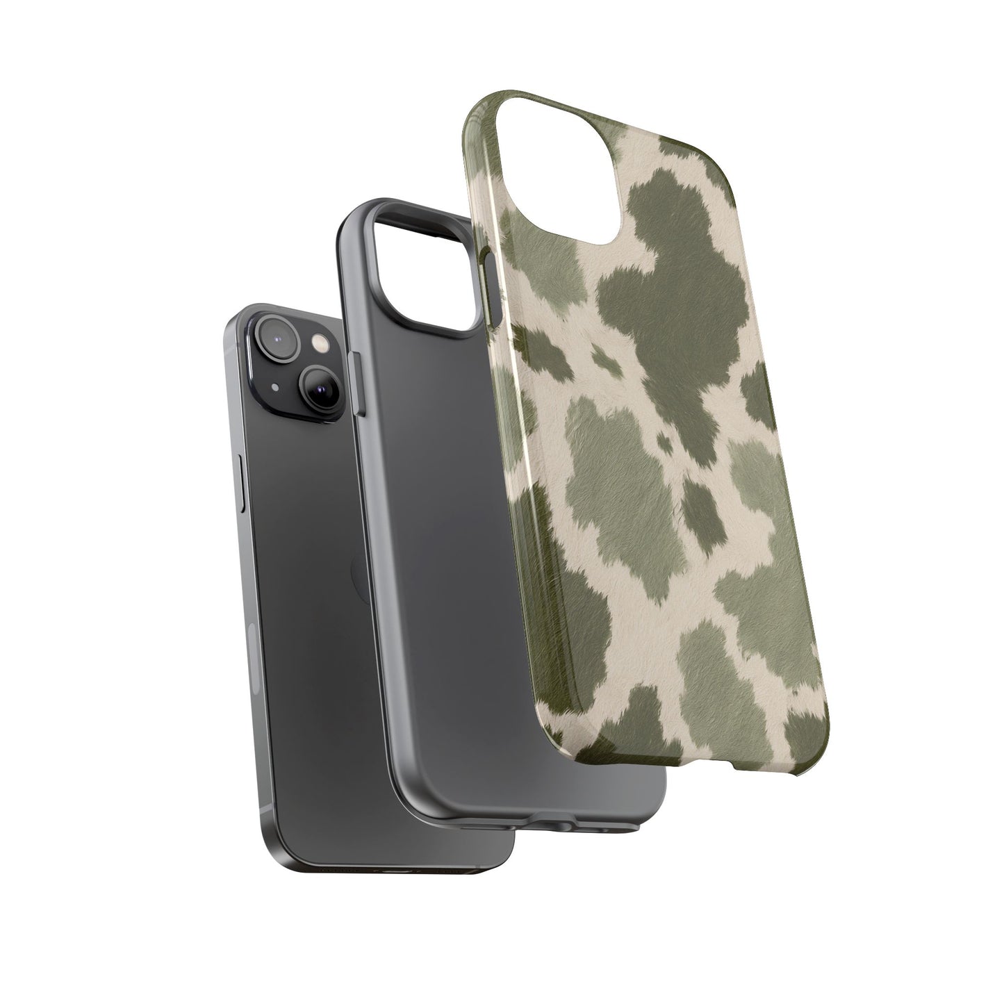Stylish Olive Green Cow Print Phone Case