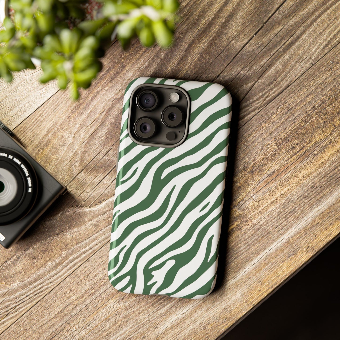 Stylish Sage Zebra Print Phone Case