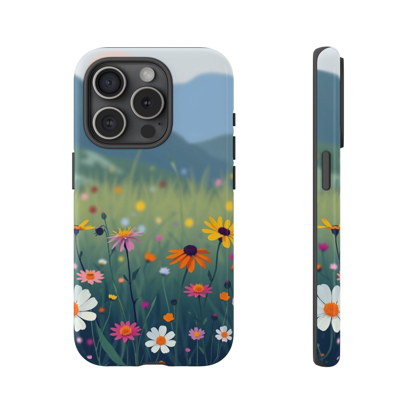 iPhone 15 Pro / Glossy Phone Case - Vibrant Meadow Design Phone Case