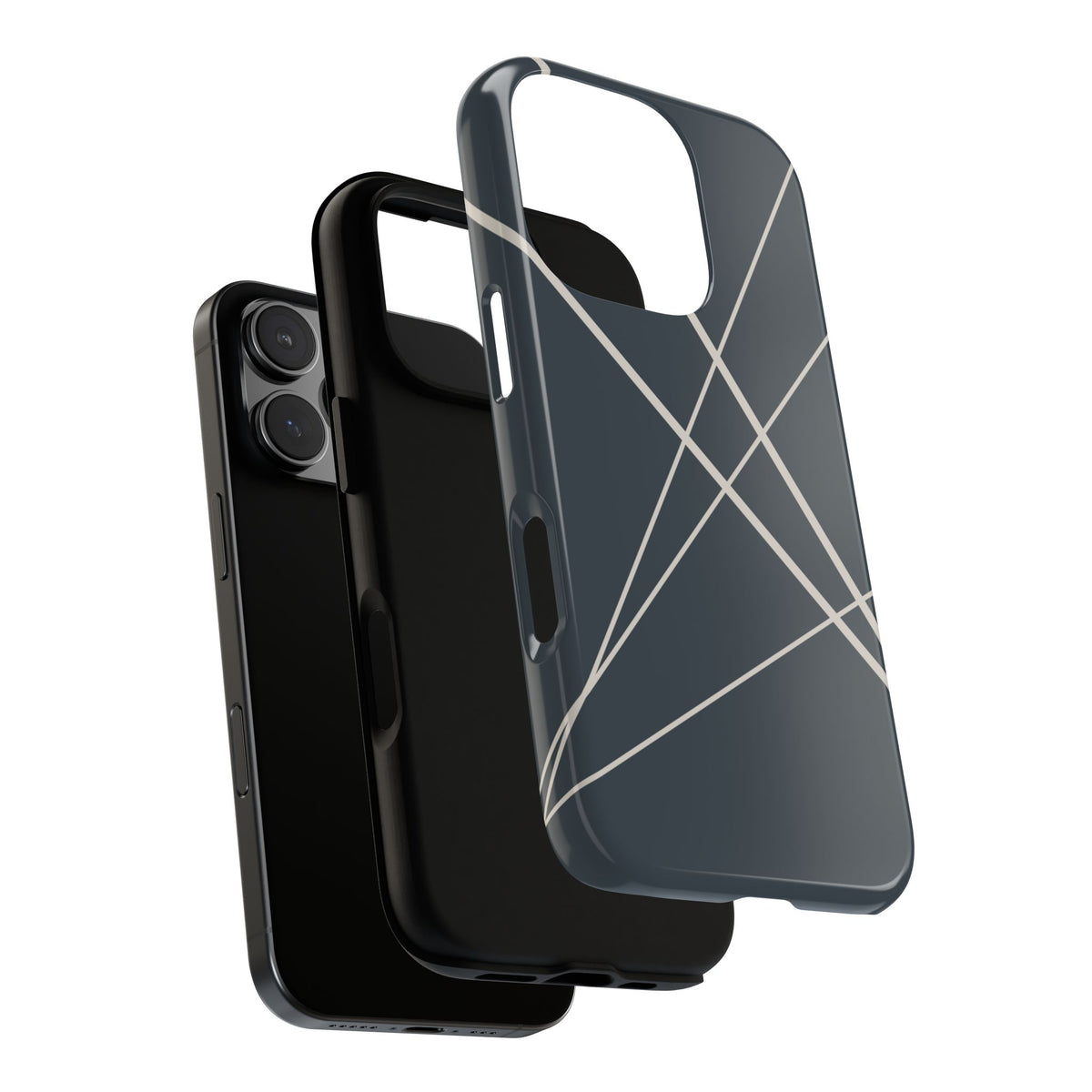 Abstract Blue with Beige Lines Phone Case - Blue Phone Case