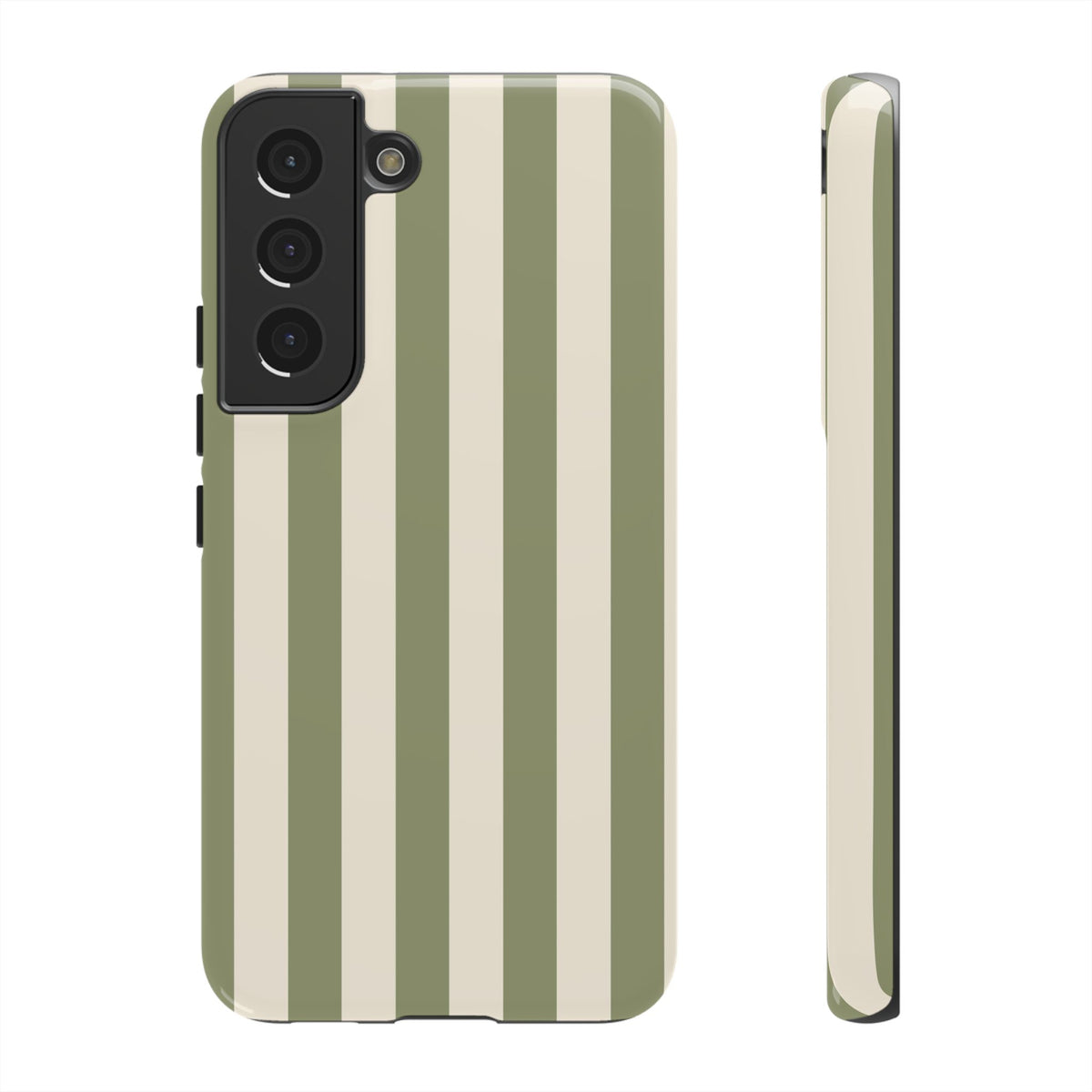 Olive & Beige Stripe Pattern Phone Case - Green Phone Case - Samsung Galaxy S22 / Glossy