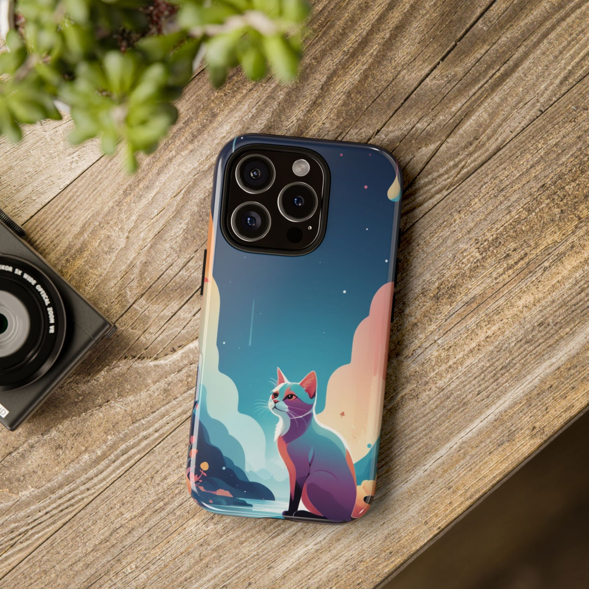 Stylised Cat Design Phone Case - Multicolor Phone Case