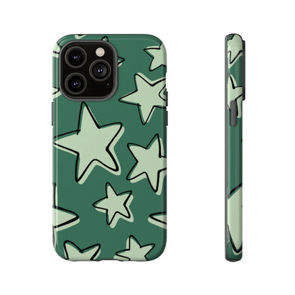 Forest Green Doodle Star Phone Case