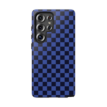 Bold Blue Small Checked Pattern Phone Case - Blue Phone Case - Samsung Galaxy S25 Ultra / Glossy