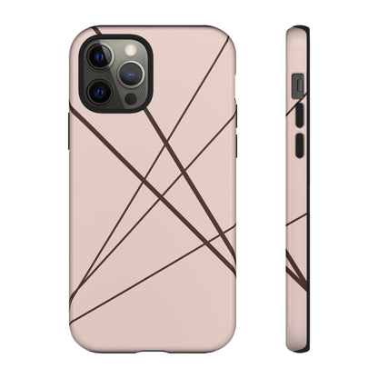 Abstract Pink with Brown Lines Phone Case - Pink Phone Case - iPhone 12 Pro / Glossy