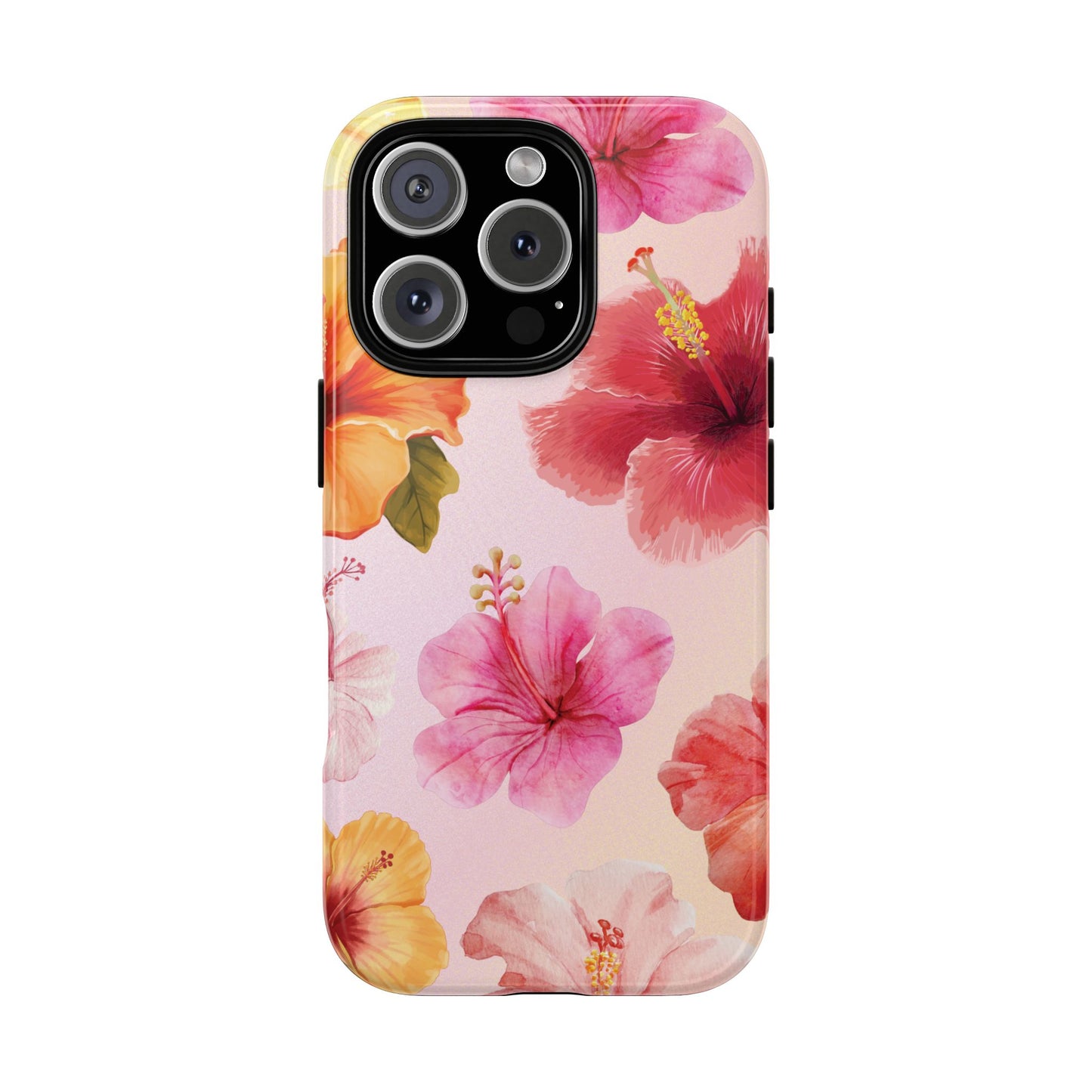 iPhone 16 Pro / Glossy Phone Case - ’Pink Hibiscus Pattern #2’ Phone Case