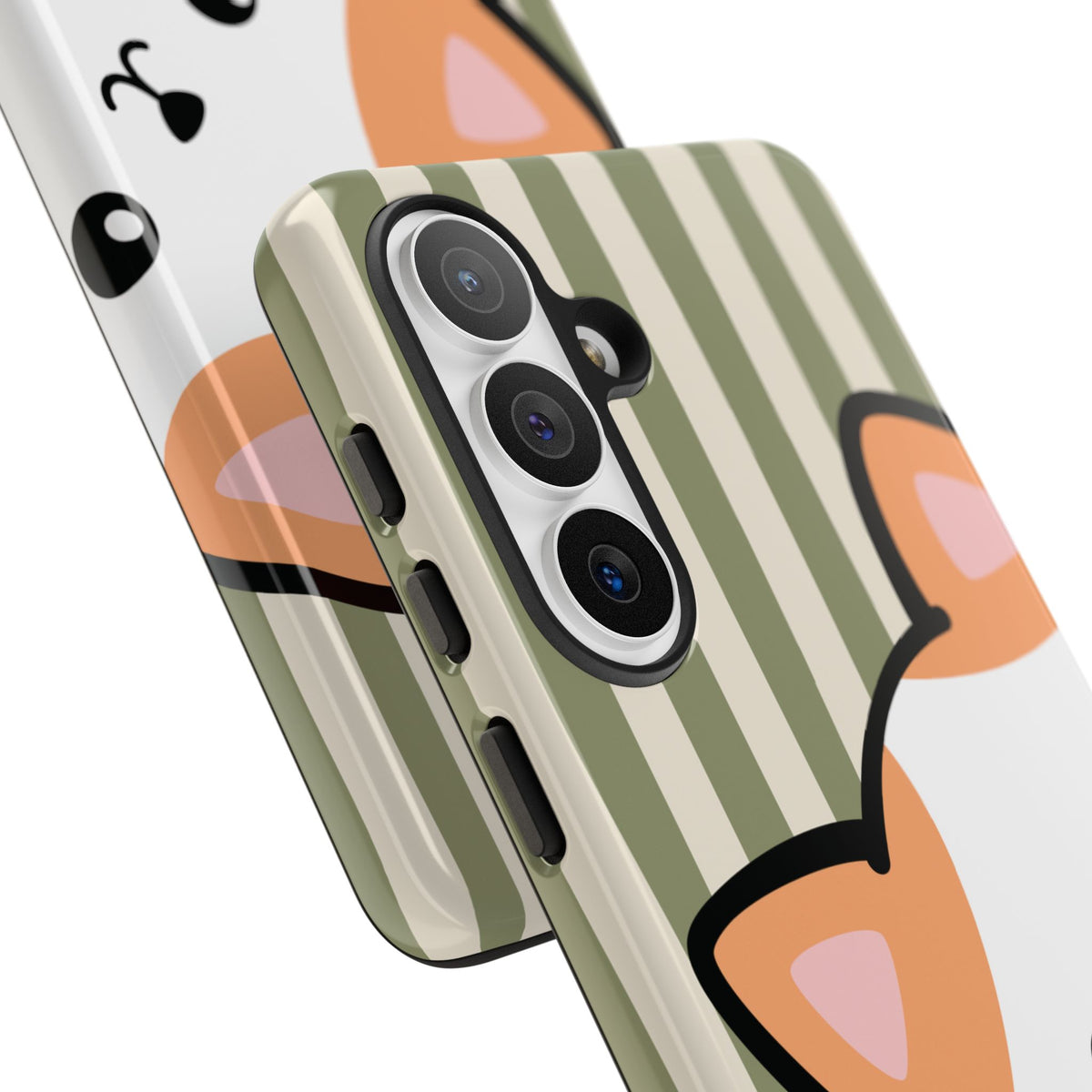Playful Peakaboo Cat with Green Stripe Pattern Phone Case - Green Phone Case