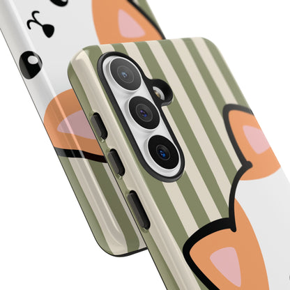 Playful Peakaboo Cat with Green Stripe Pattern Phone Case - Green Phone Case