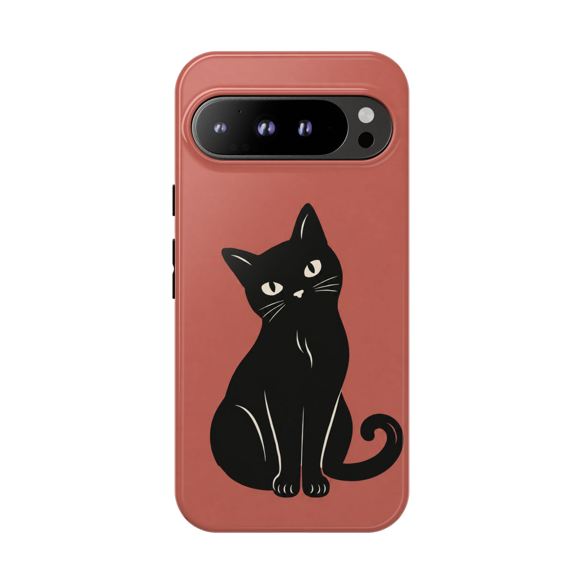 Minimalist Coral Red & Black Cat Phone Case