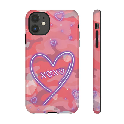 Love Heart Neon Camo Phone Case - Pink Phone Case - iPhone 11 / Glossy