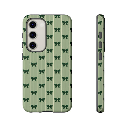 Retro Forest Green Bow Pattern Phone Case