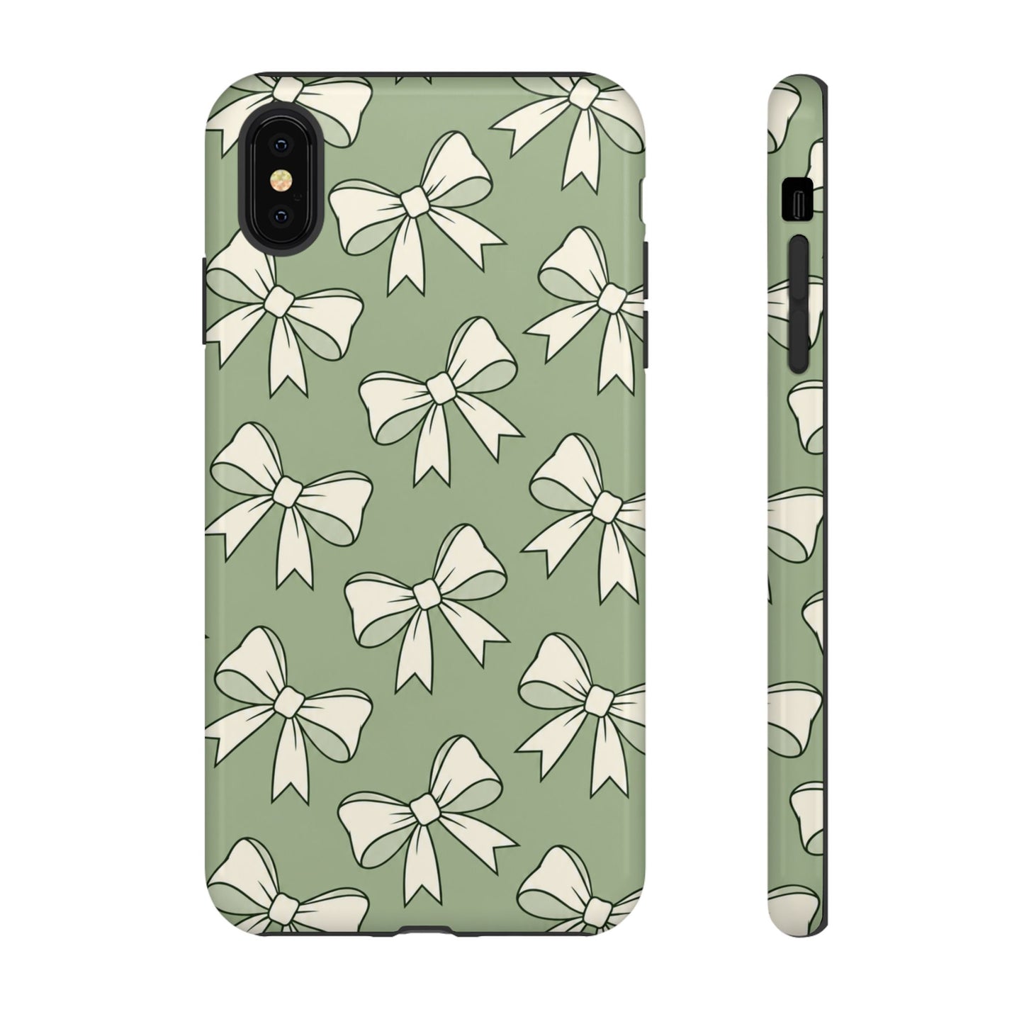Chic Sage Green Bow Pattern Phone Case