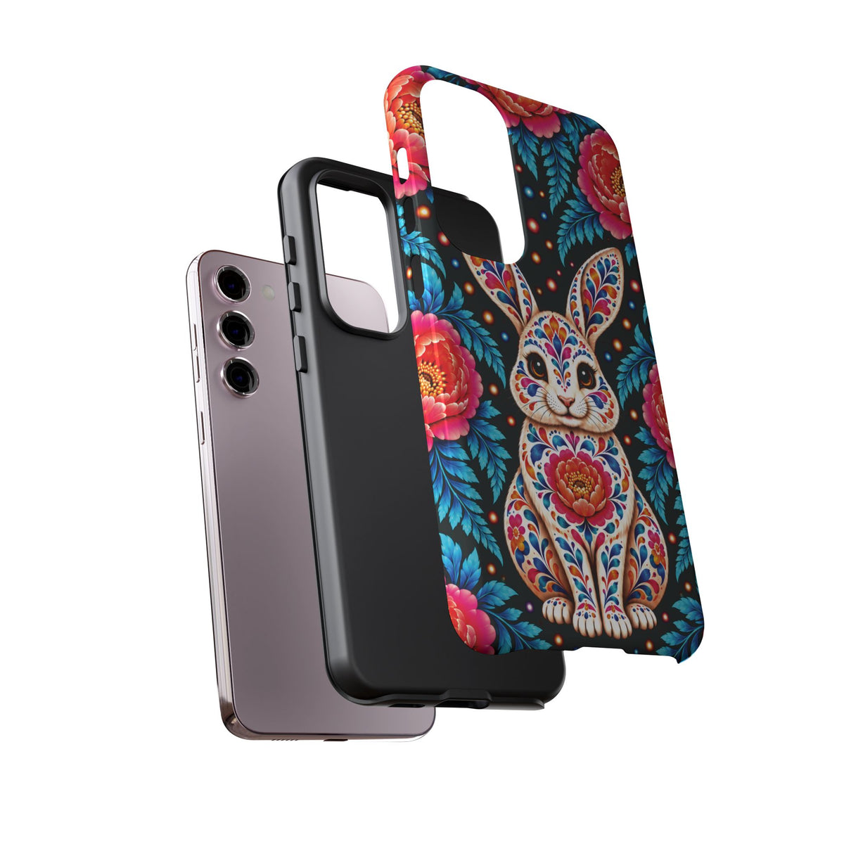 Cute Pink and Turquoise Calavera Bunny Phone Case - Multicolor Phone Case