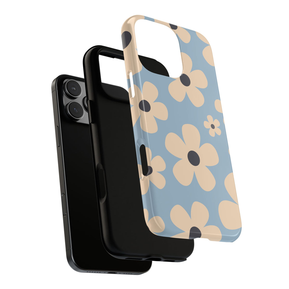 Cute Light Blue & Cream Daisy Pattern Phone Case - Blue Phone Case
