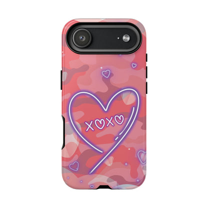 Love Heart Neon Camo Phone Case - Pink Phone Case - iPhone 17 Air / Glossy
