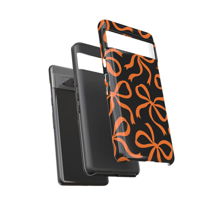 Bold Black and Burnt Orange Bow Pattern Phone Case