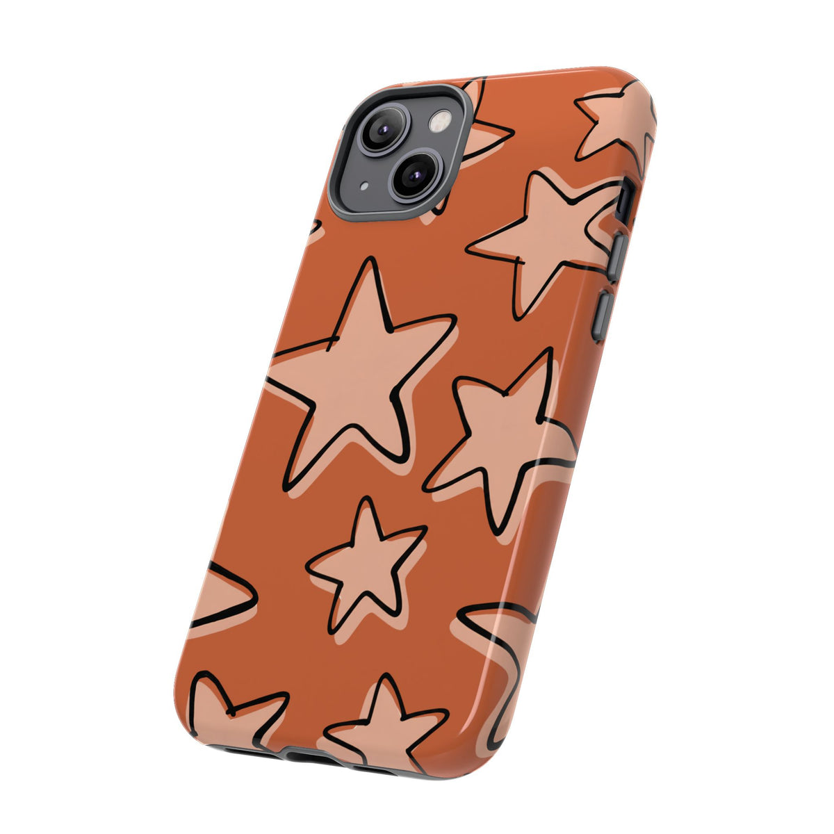 Burnt Orange Doodle Star Phone Case