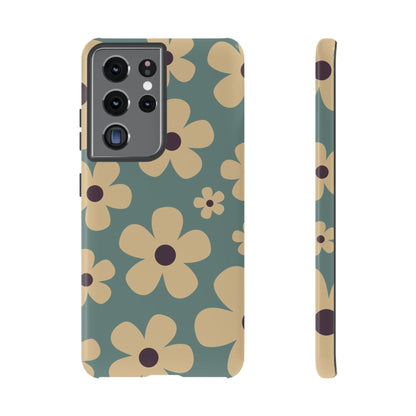 Cute Blue & Cream Daisy Pattern Phone Case - Blue Phone Case - Samsung Galaxy S21 Ultra / Glossy