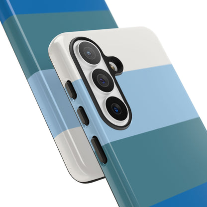 Blue and White Stripe Pattern Phone Case - Blue Phone Case