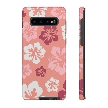 Samsung Galaxy S10 Plus / Glossy Phone Case - ’Pink Hibiscus Retro Pattern #3’ Phone Case