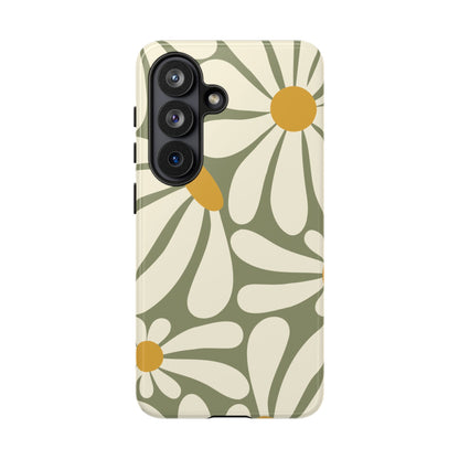 Retro Green Daisy Pattern #1 Phone Case - Green Phone Case - Samsung Galaxy S26 / Glossy