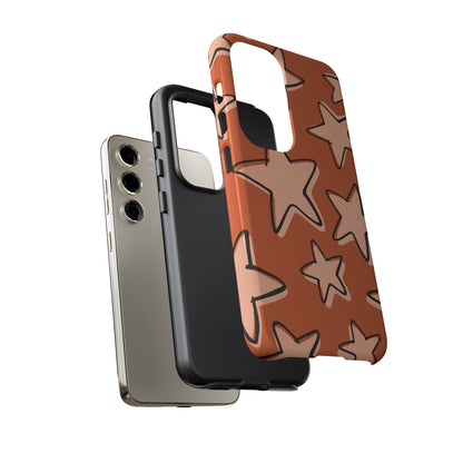 Burnt Orange Doodle Star Phone Case