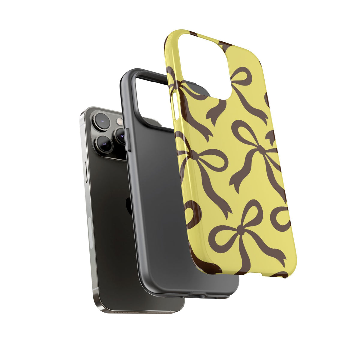 Bold Butter Yellow and Chocolate Brown Bow Pattern Phone Case - Yellow Phone Case
