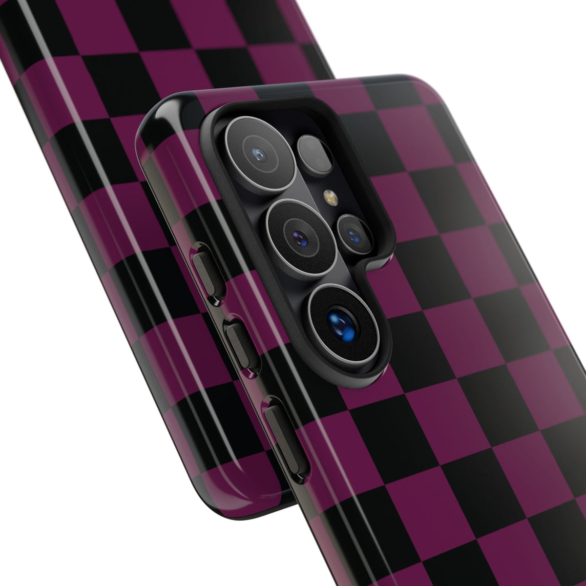 Trendy Plum & Black Checked Pattern Phone Case - Purple Phone Case